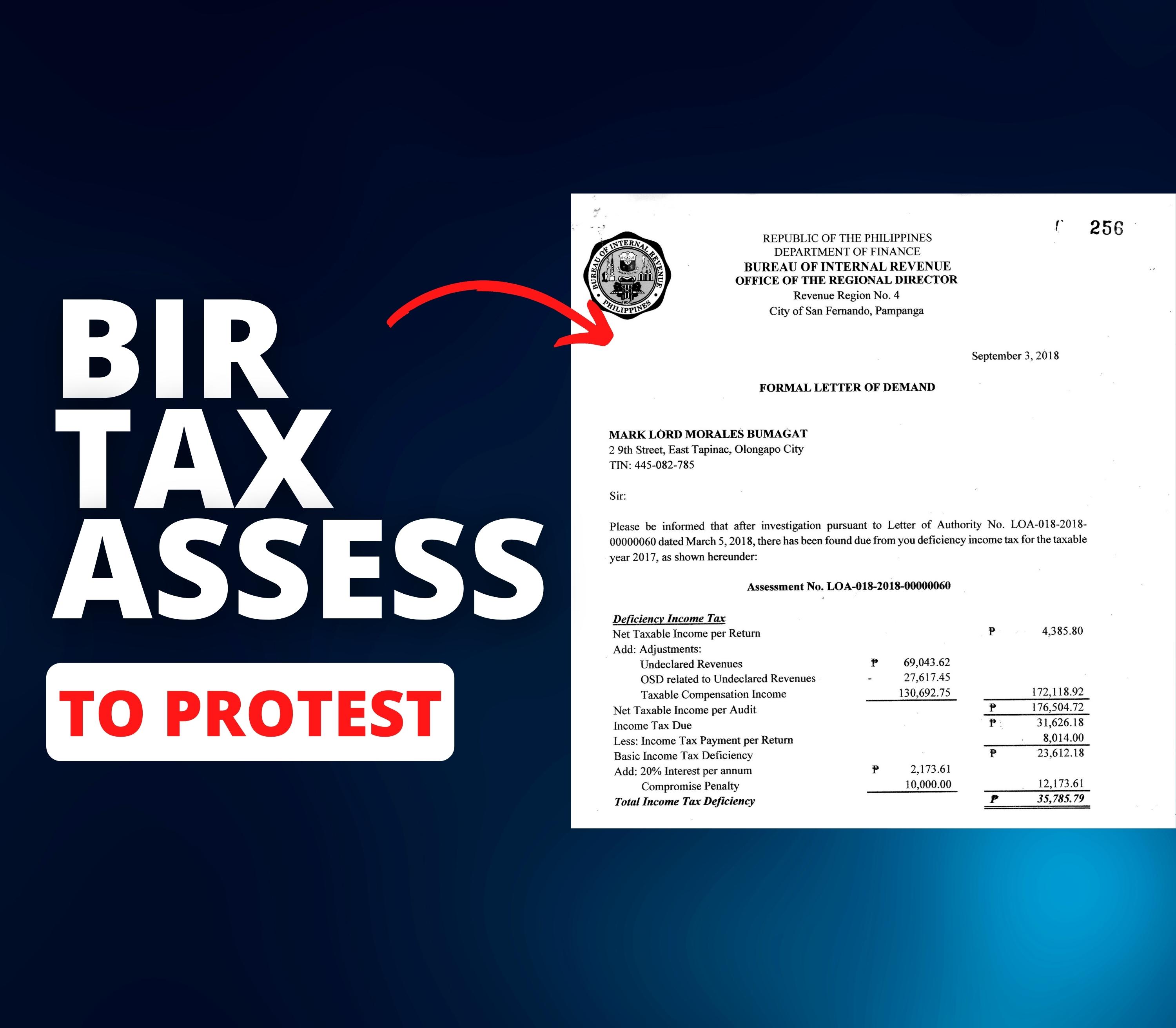 How to correctly protest the BIR tax assessment